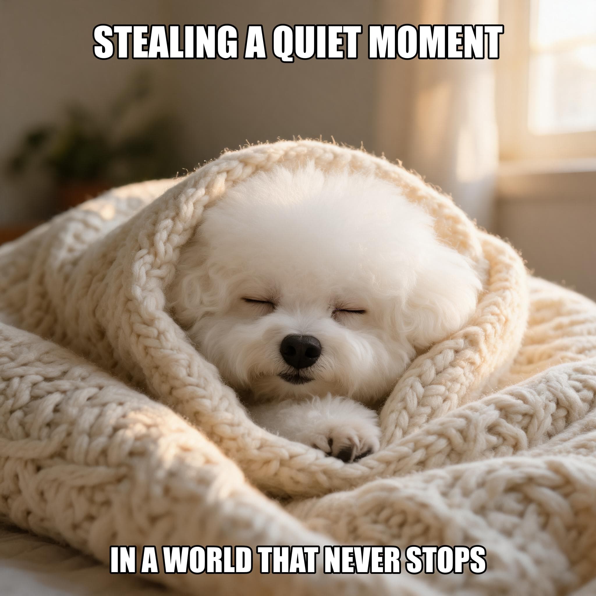 Lazy day dog meme variant — cozy hammock nap, do not disturb energy